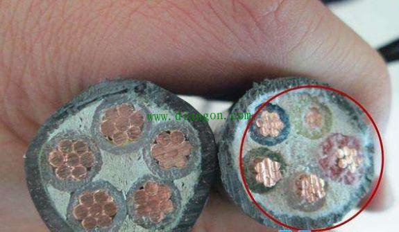 不合格電線電纜對(duì)比